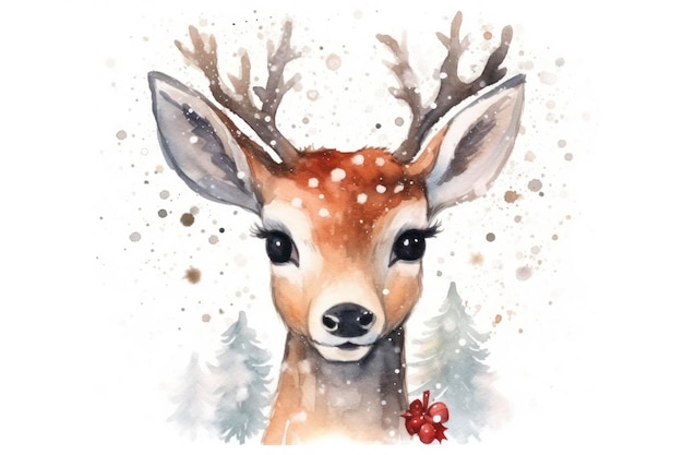 Christmas deer watercolor copy space mockup