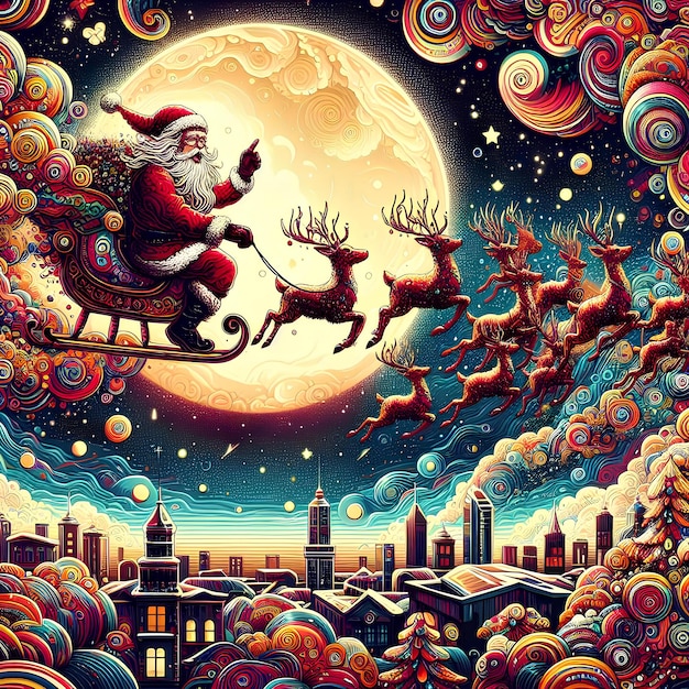 満月の夜にクリスマスの配達