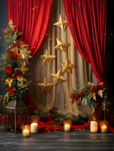 Christmas digital backdrop new years winter decorations