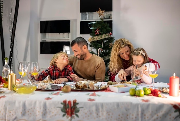 Christmas dinner at home with the family