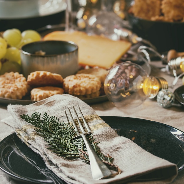 Set da tavola per la cena di natale