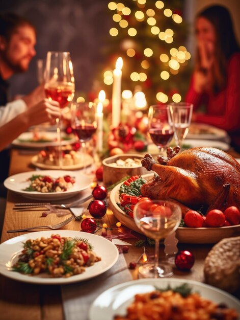 Foto cena di natale con la famiglia