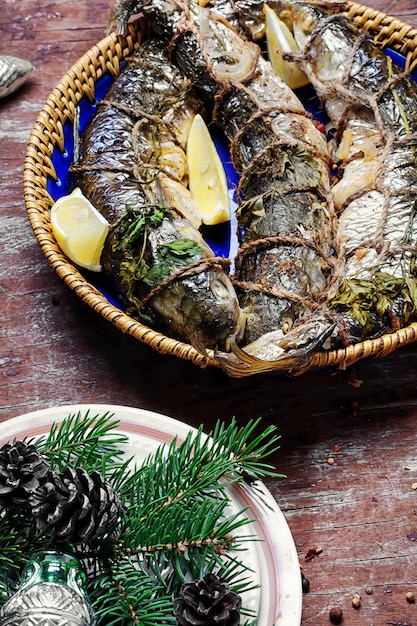 焼き魚のクリスマス料理