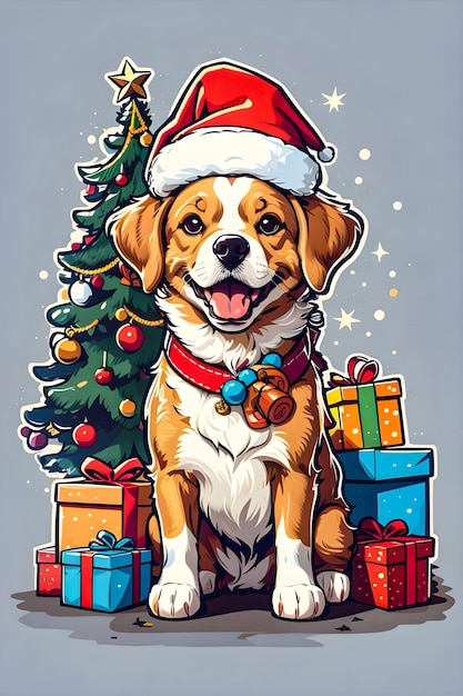 Christmas Dog sticker xmas Pyppy stickers Christmas Dog sticker