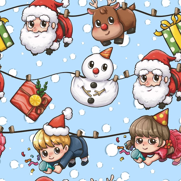 Christmas Doll Hanging Cartoon Christmas Characters Illustrations Happy New year Merry Christmas