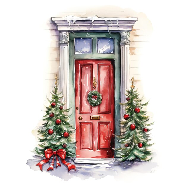 Christmas Door decoration watercolour