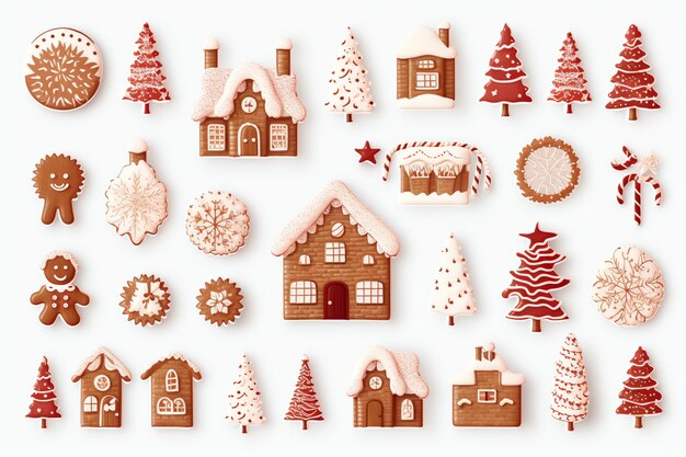 christmas element set white background