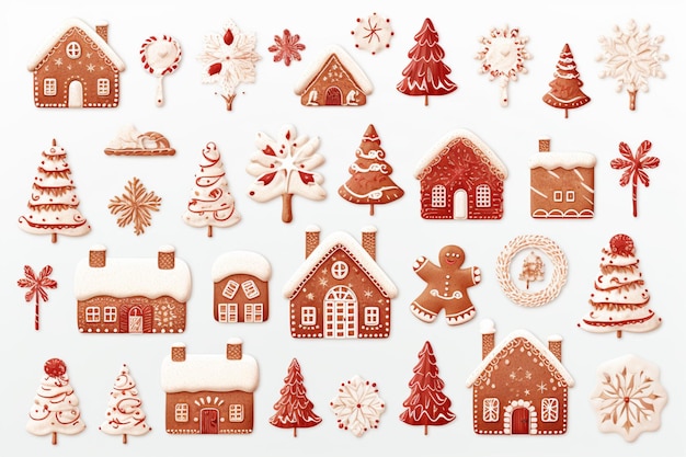 christmas element set white background