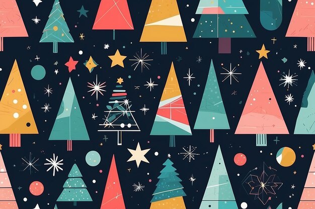 Christmas elements in modern minimalist geometric style