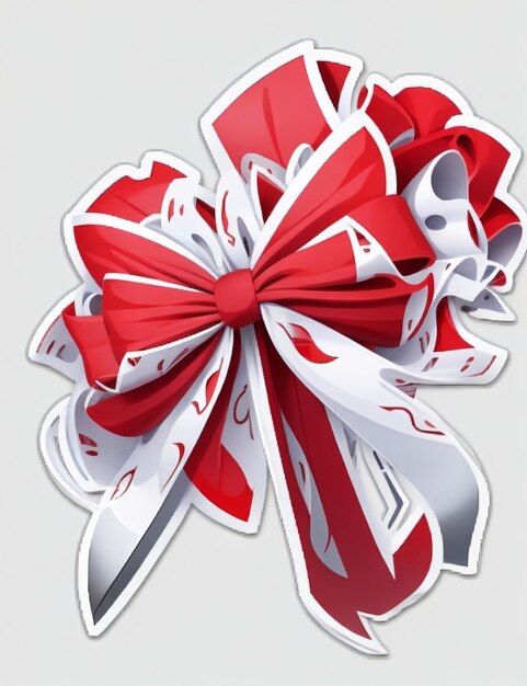 Christmas elements red and white ribbon valentines