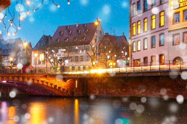 Christmas embankment in strasbourg alsace