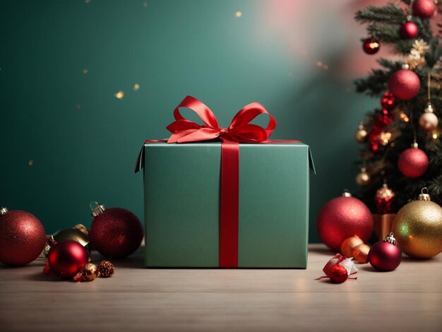 Christmas empty gift box mockup