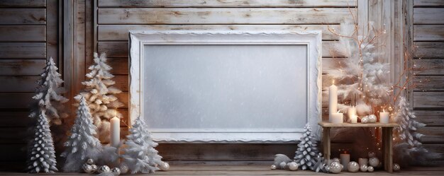 Photo christmas empty winter poster frame