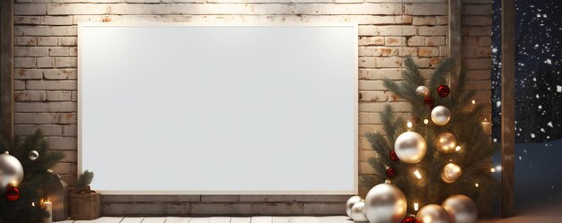 Photo christmas empty winter poster frame