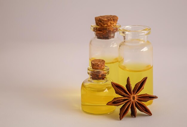 christmas essential oil in a small jar selective focusnature