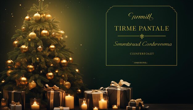 christmas event poster template with a christmas tree and gifts