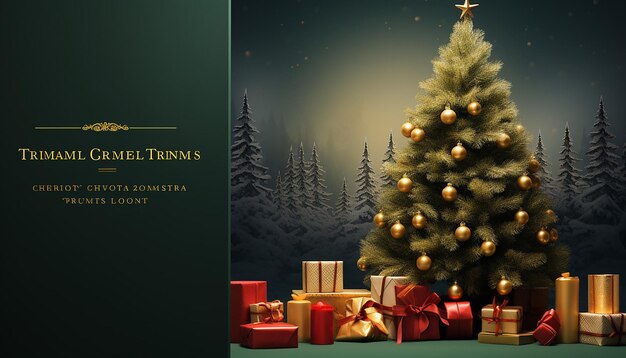 Шаблон плаката рождественского мероприятия с елкой и подарками