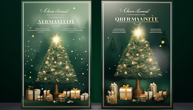 クリスマス ツリーとプレゼントのクリスマス イベント ポスター テンプレート