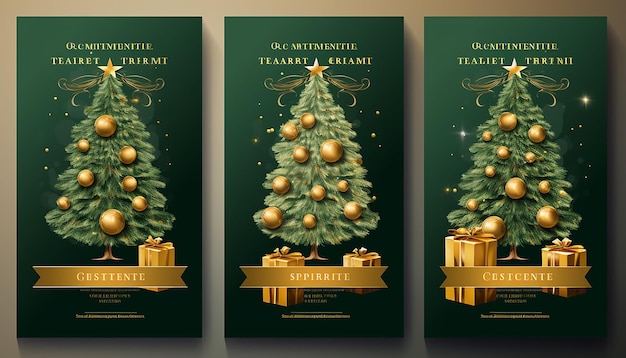 christmas event poster template with a christmas tree and gifts