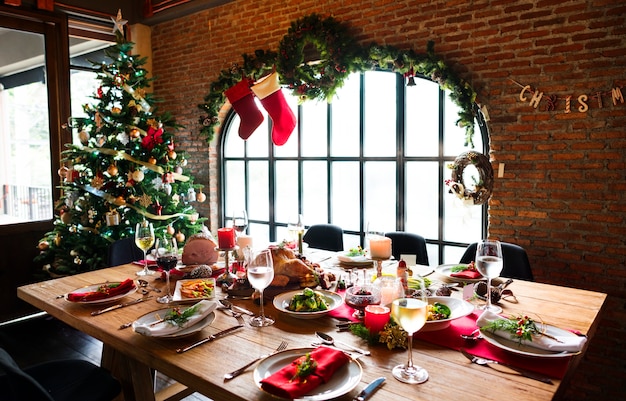 Christmas Family Dinner Table Concept