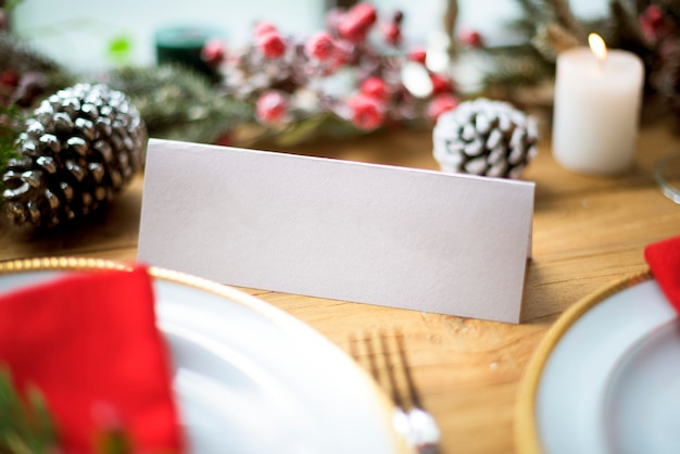 Photo christmas family dinner table concept