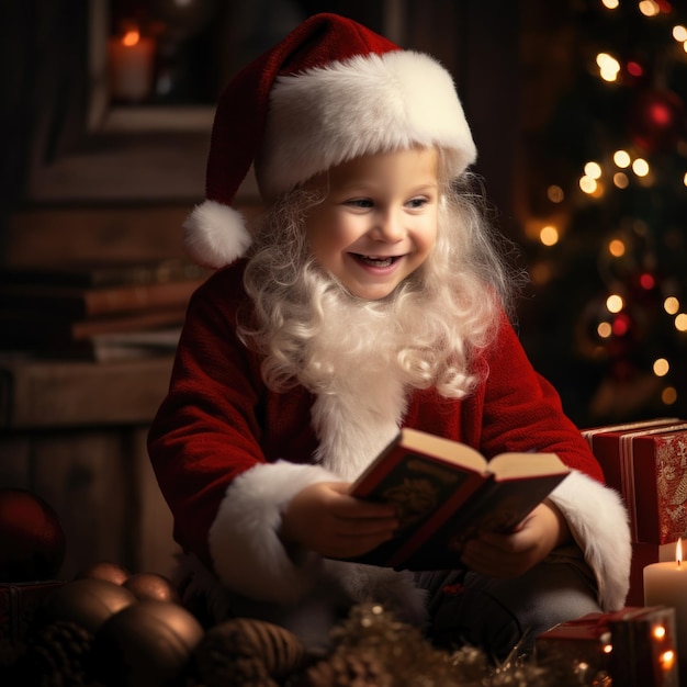 クリスマスの家族がクリスマスの休日を祝うために集まり、暖炉のそばに座って贈り物を与える クリスマスのインテリア装飾 冬の雰囲気 暖かい態度 屈託のない気持ち
