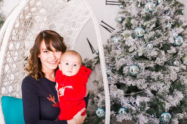 Christmas Family Portrait In Home Holiday Living Room