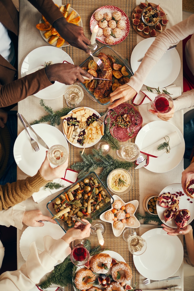 Photo christmas feast top view