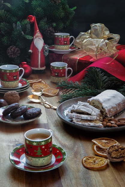 Christmas feast with homemade cakes