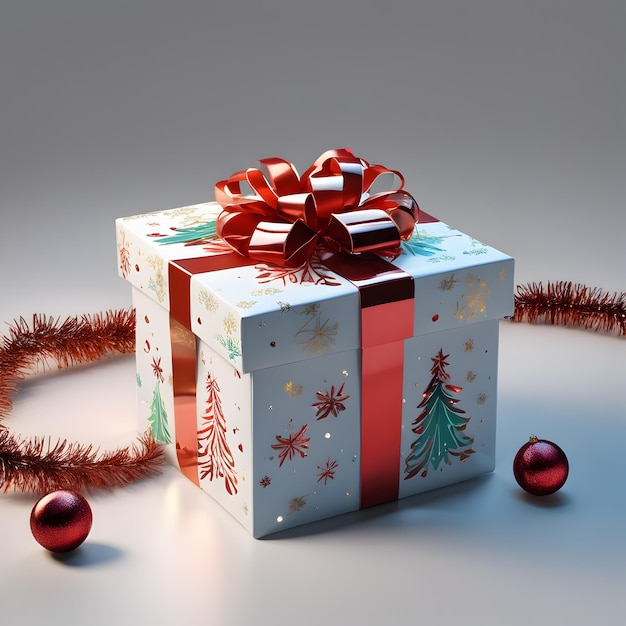 Photo christmas festival gift box with decoration