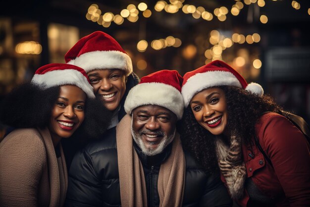 Christmas Festival people of various nationalities showing happy expressions generative ai