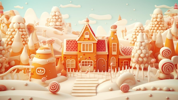 クリスマス・フェスティバル・バックグラウンド - クッキーとキャンディー - 新年の抽象化 - ジェネレーティブ・AI