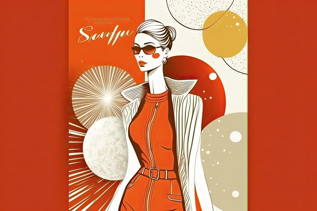 Christmas festive card with fashion illustrations