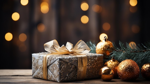 Christmas festive decor still life on wooden background