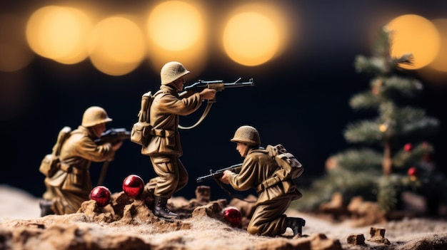크리스마스 트리 에 군인 들 이 있는 크리스마스 동상 들