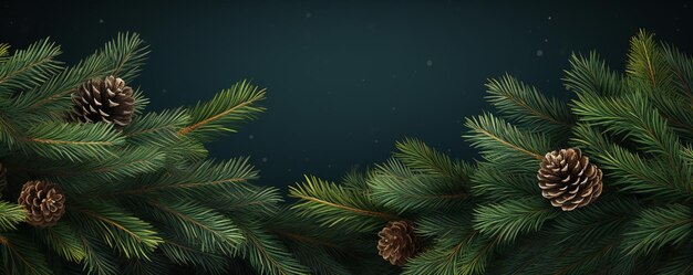 Christmas fir tree branches banner background