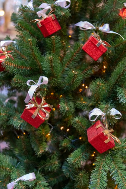 Christmas fir tree with decorations.