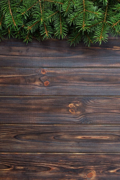 Christmas fir tree on wood