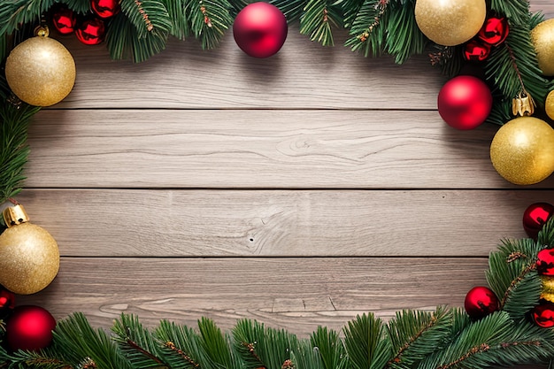 Christmas Fir Tree On Wooden Background