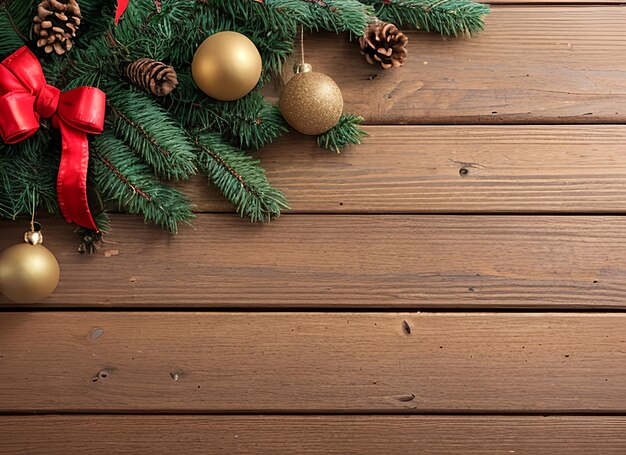 Christmas Fir Tree On Wooden Background