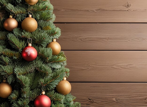 Рождественская елка на деревянном фоне