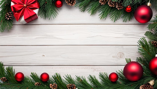 Christmas Fir Tree On Wooden Background