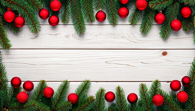 Christmas Fir Tree On Wooden Background