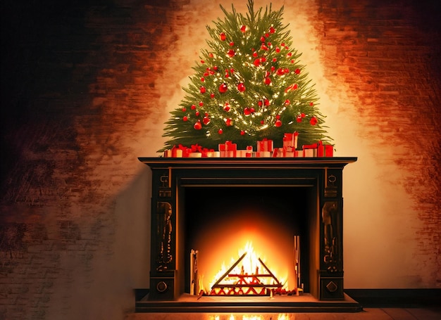 Christmas fire place light