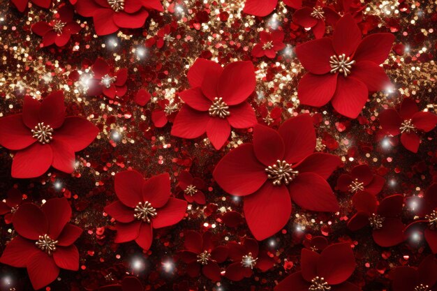 Christmas flower background glitter
