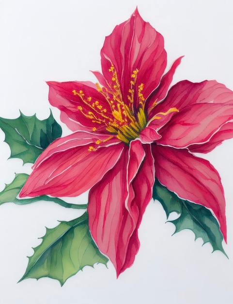 Christmas flower watercolor