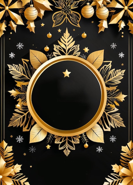 クリスマス チラシの背景の黒と金のデザイン