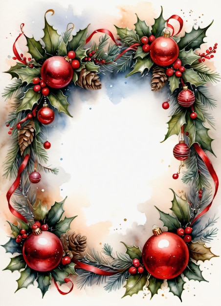 Christmas flyer background Watercolor frame design