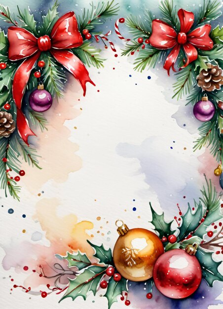 Christmas flyer background Watercolor frame design