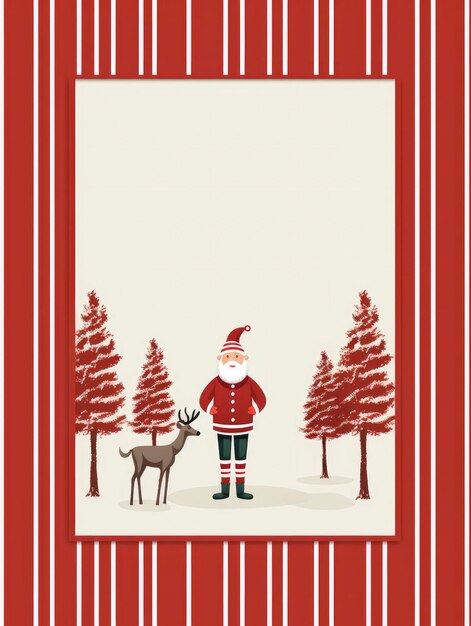 Christmas Frame Border with Santa Claus and Reindeer
